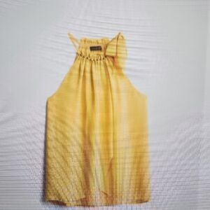 Bright Yellow Halter Blouse with Neck Tie Detail